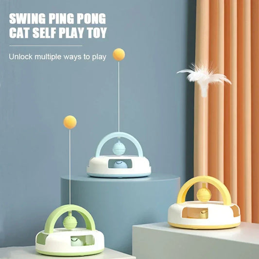 Gravity Table Tennis Cat Toy With Catnip Ball Turntable