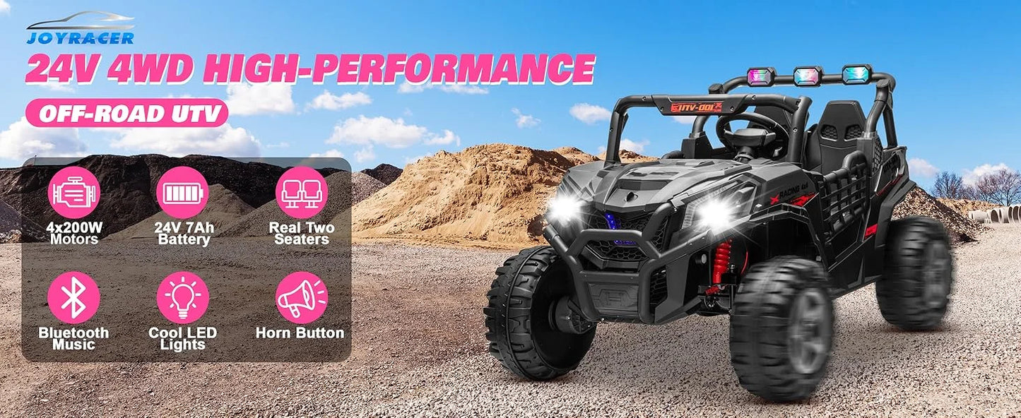 24V Two Seater Ride On Car For Kids With 3 Speed Remote 2WD 4WD Switchable UTV