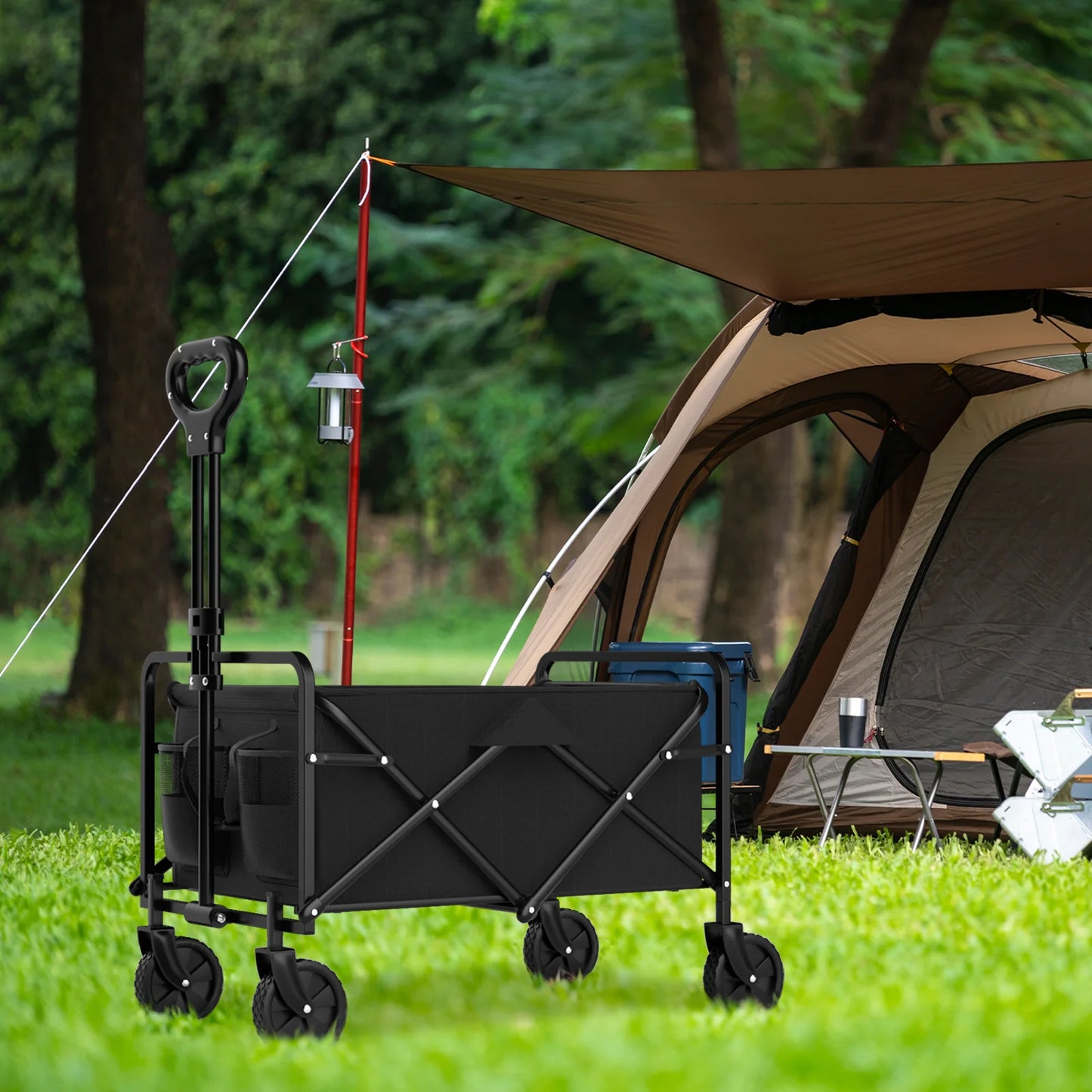 Eco Friendly Garden Handcart with Four Foldable Wheels