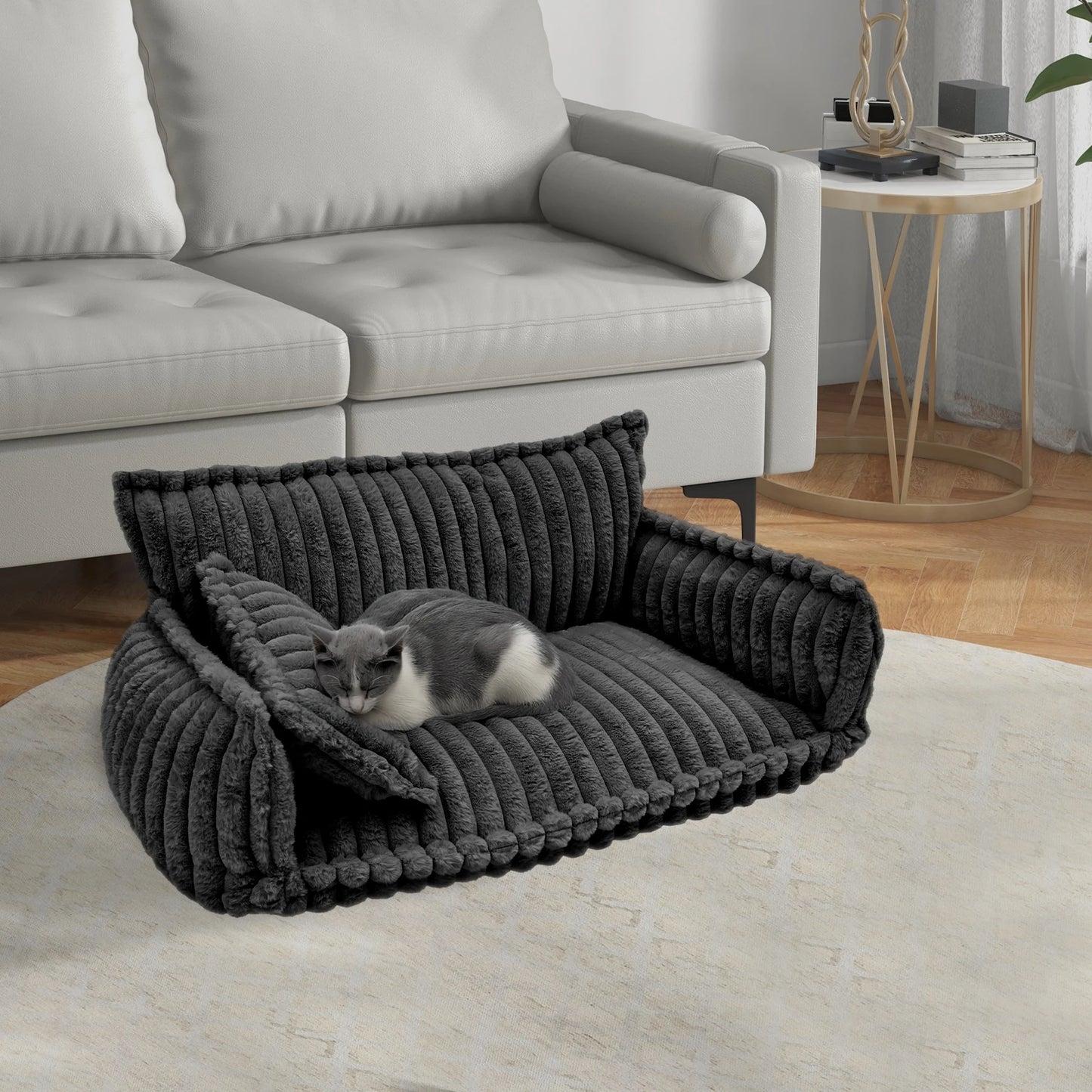 Pet Couch With Removable Washable Cover Calming Plush Bed For Cats And Dogs