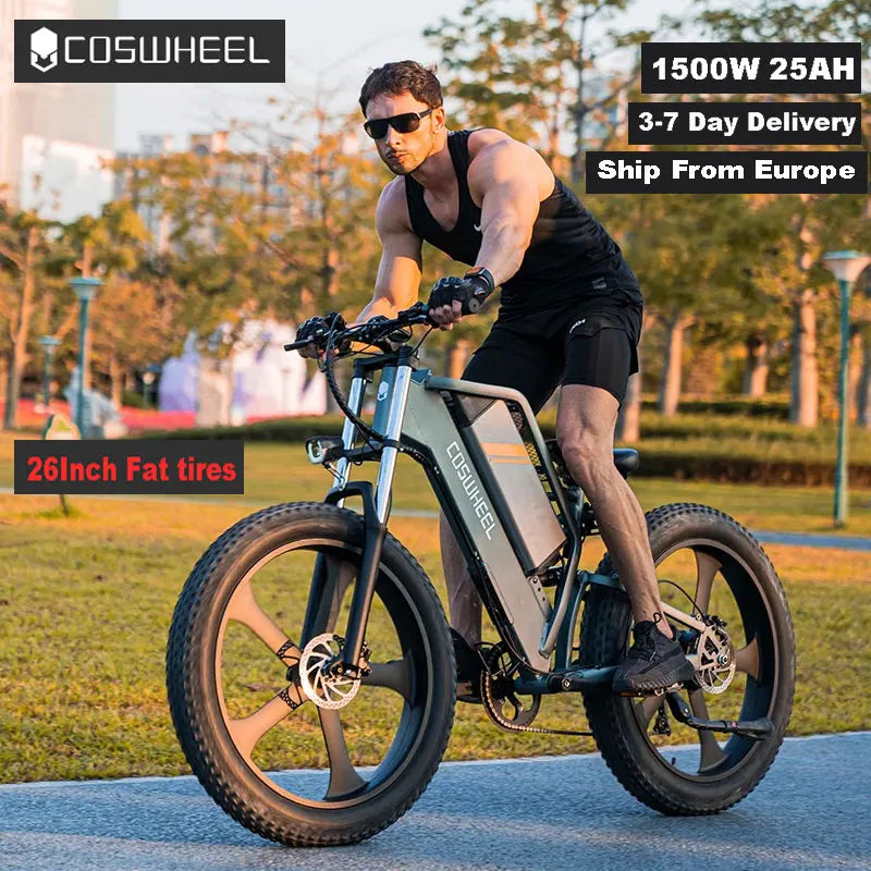 Coswheel T26 Electric Bike 26 Inch Fat Tire Ebike 1500W
