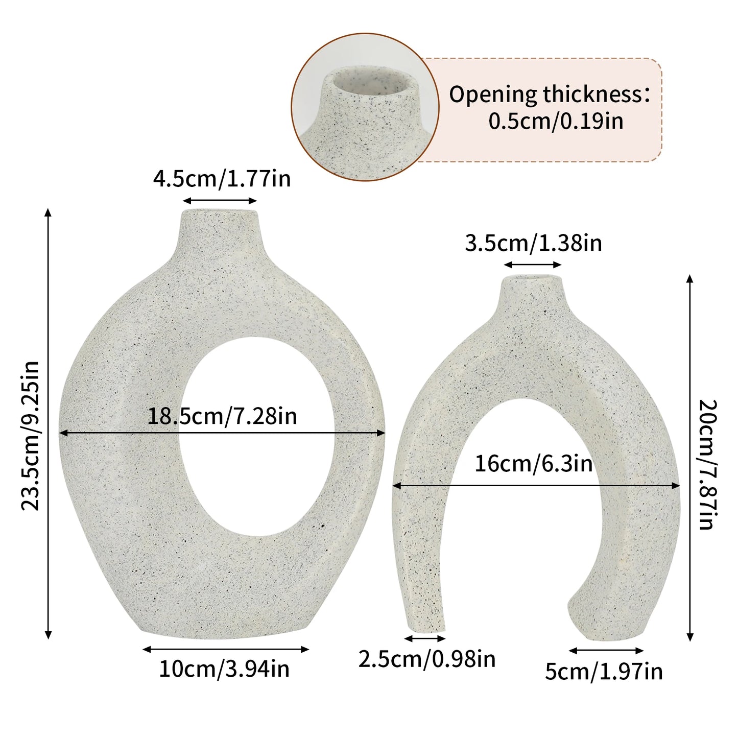 Set of 2 Decorative Hollow Vases Table Centerpiece Flower Vase Modern Resin Design