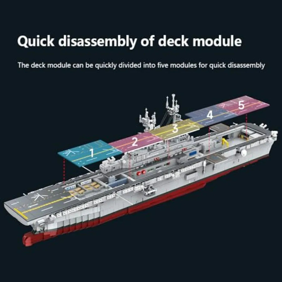 M7024 Navy Warship Brick Set 1 To 300 Wasp Class Aircraft Carrier 5220 Pieces