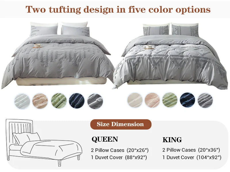 Simple And Opulence 100 Percent Cotton Duvet Cover Set 3 Piece Shams Bed Sheet