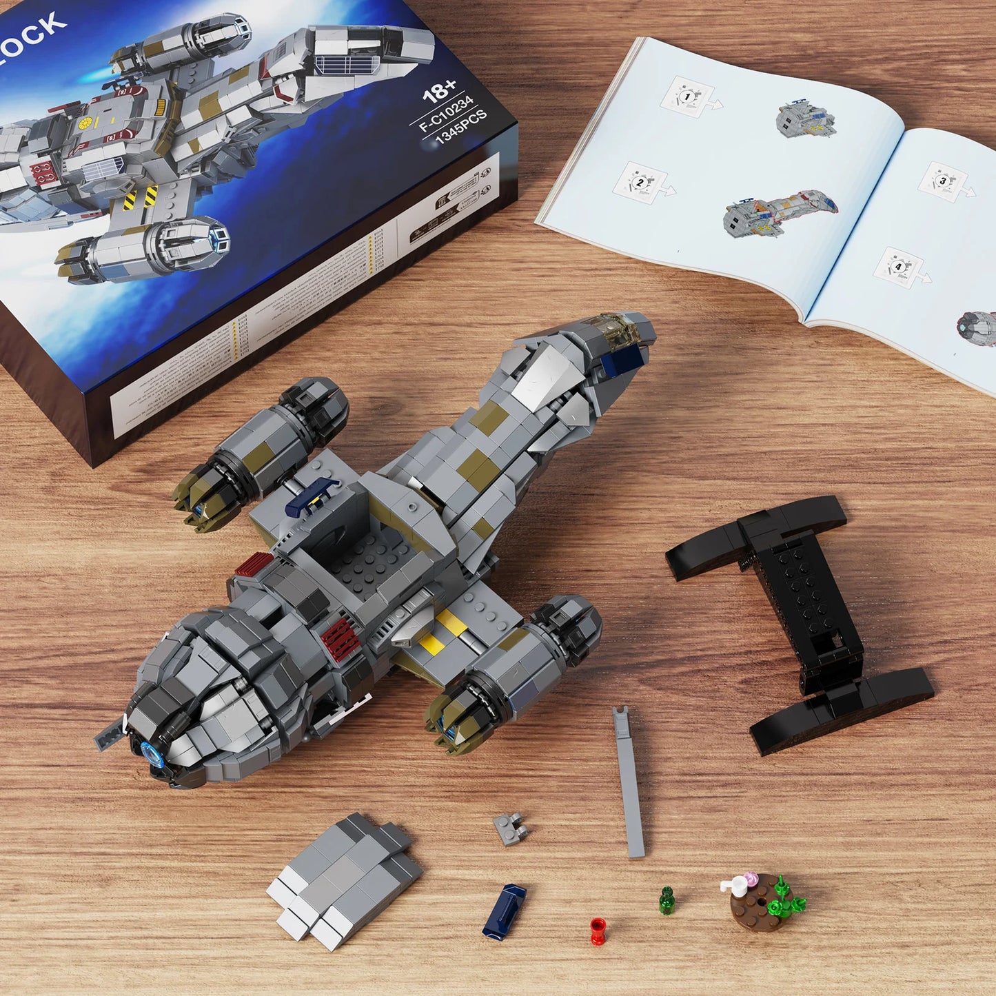 Firefly Class Spaceship Building Blocks Shuttle With Display Stand 1345 Pieces