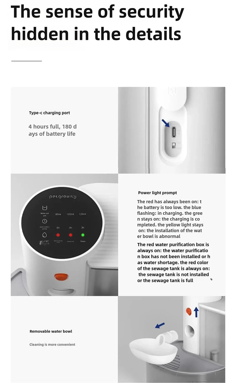 Rechargeable Cat Water Dispenser With Running Water