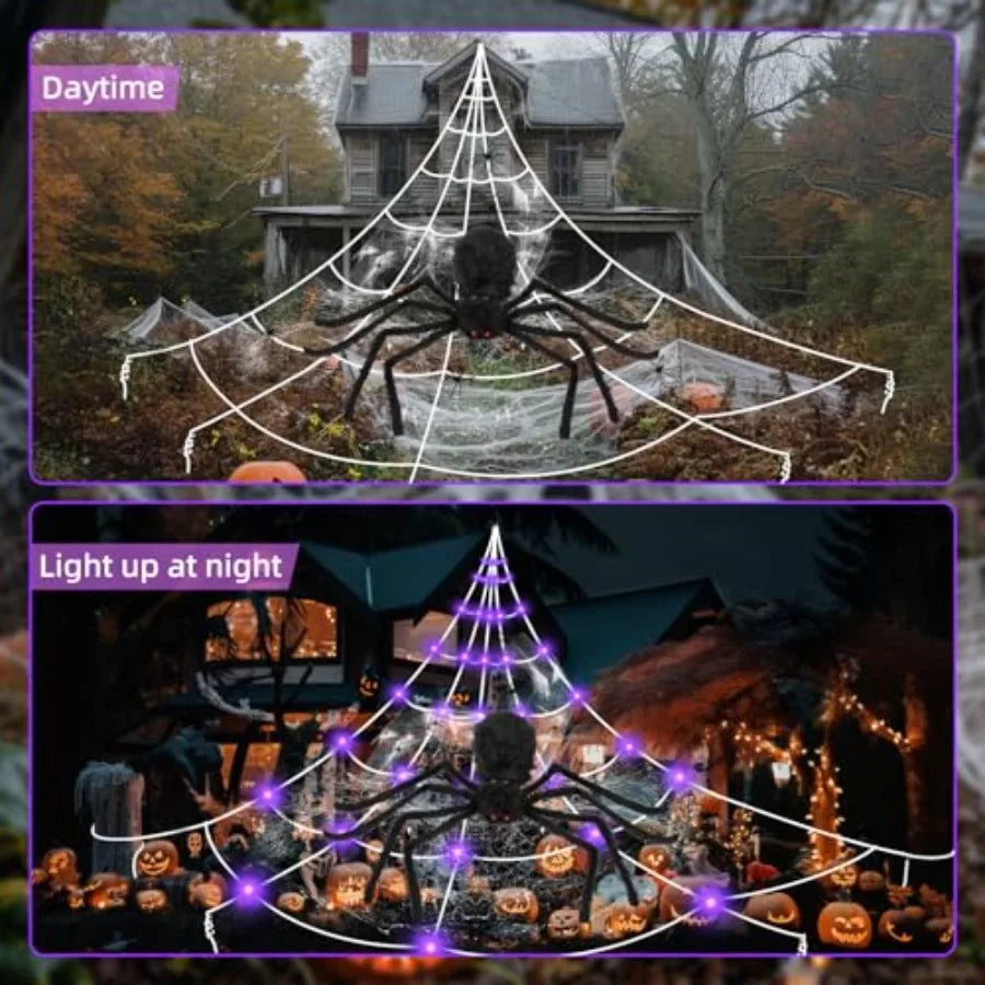 Halloween LED Spider Web Lights Giant Spider 8 Modes