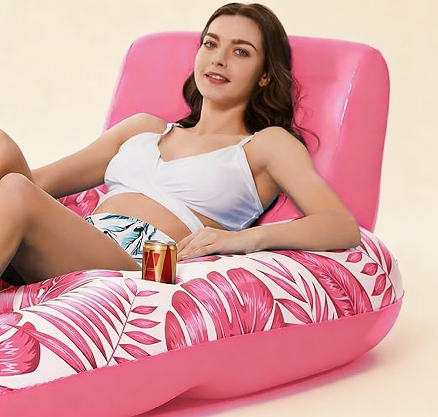 Inflatable Pool Lounger Float Chair With Cup Holders For Adults Beach Lake