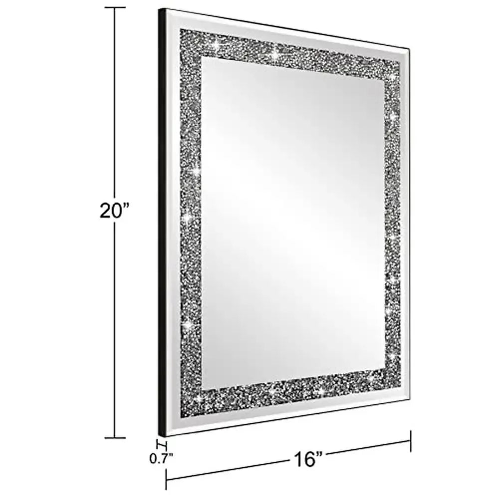 Crystal Crush Diamond Mirror 16x20 Luxury Wall Mirror for Home Décor Accent in Bathroom Bedroom and Entryway