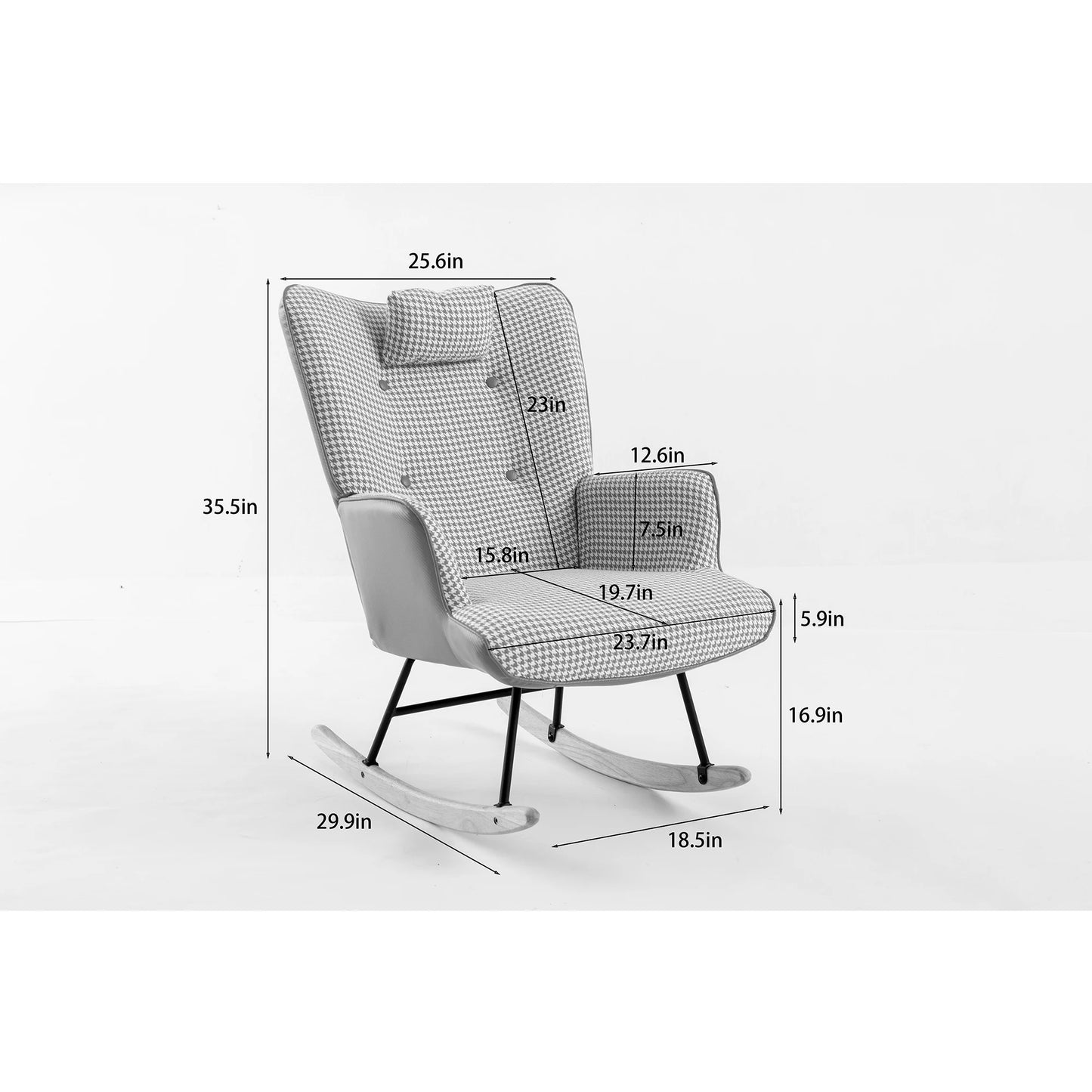 Nursery Rocking Chair Glider With High Back Cotton Linen