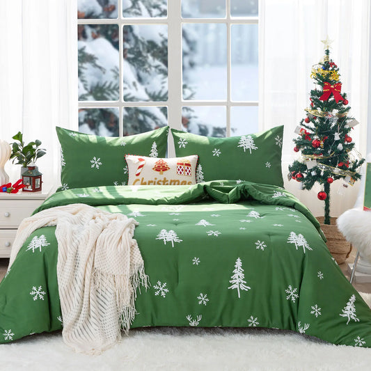 Soft PolyCotton Queen Comforter Set Christmas Reindeer Sham