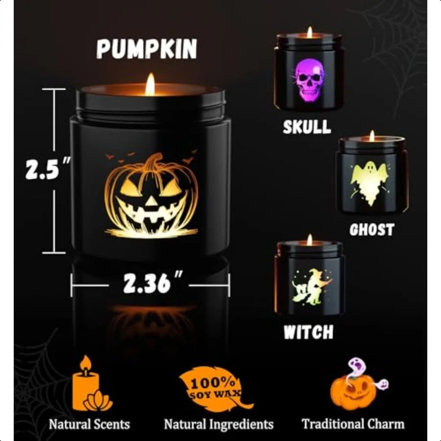 Halloween Scented Candles Set 4 Pack Gift With Pumpkin