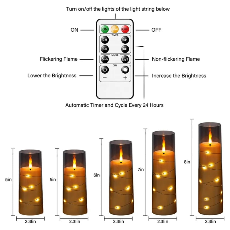 Five Pack Flameless LED Candles With Timer For Wedding
