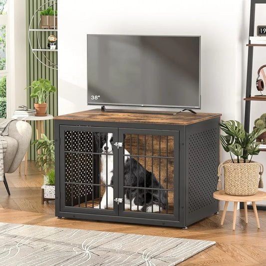 Heavy Duty Dog Crate Furniture For Large And Medium Dogs Enclosed Metal Kennel