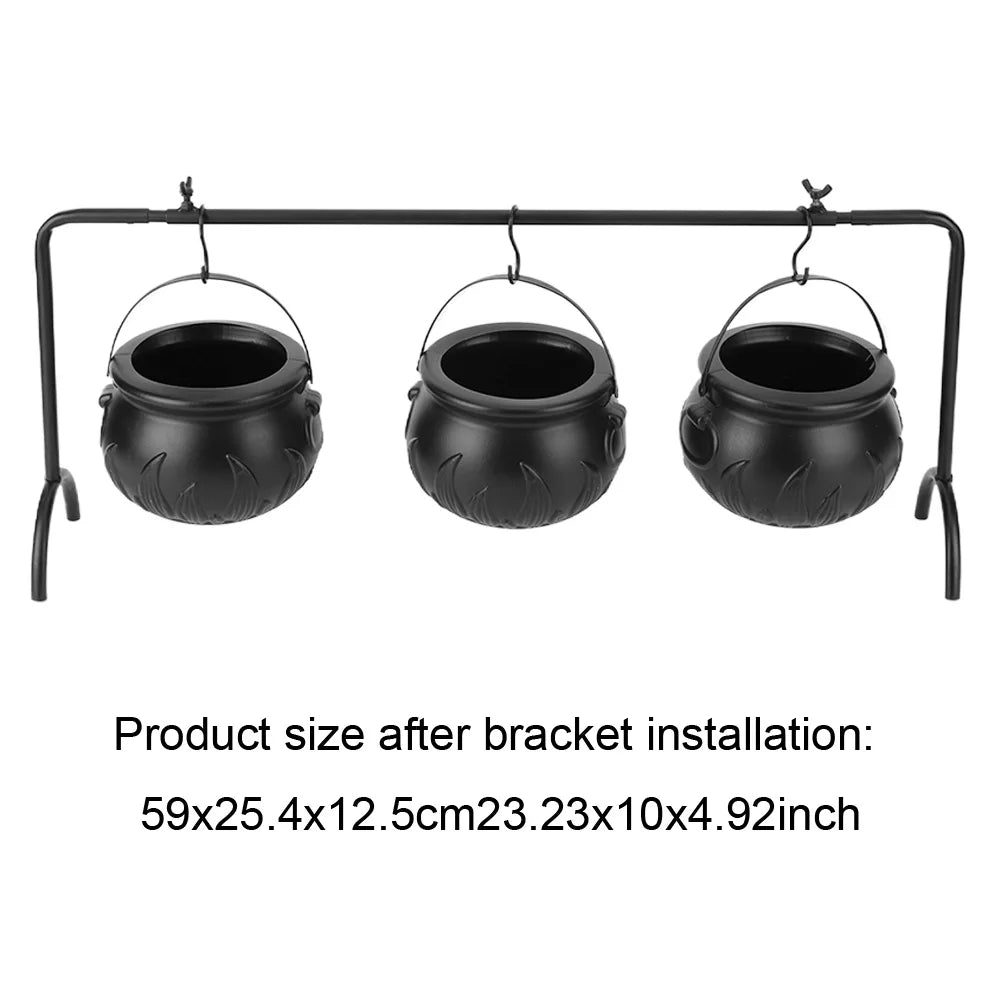 3 Pack Black Plastic Cauldrons For Halloween Decor