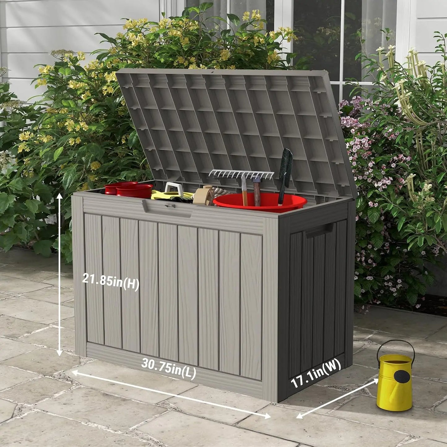 45 Gallon Outdoor Resin Deck Box Waterproof Storage Chest