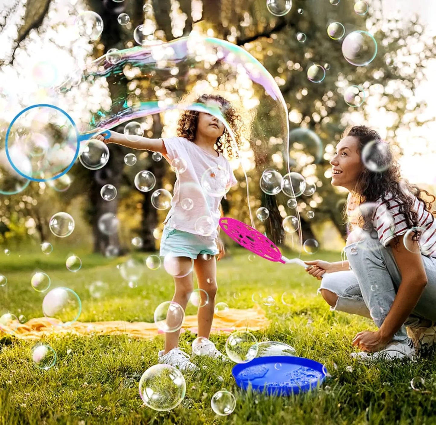 Bubble Wands Set With Tray Giant Bubble Maker For Kids And Adults