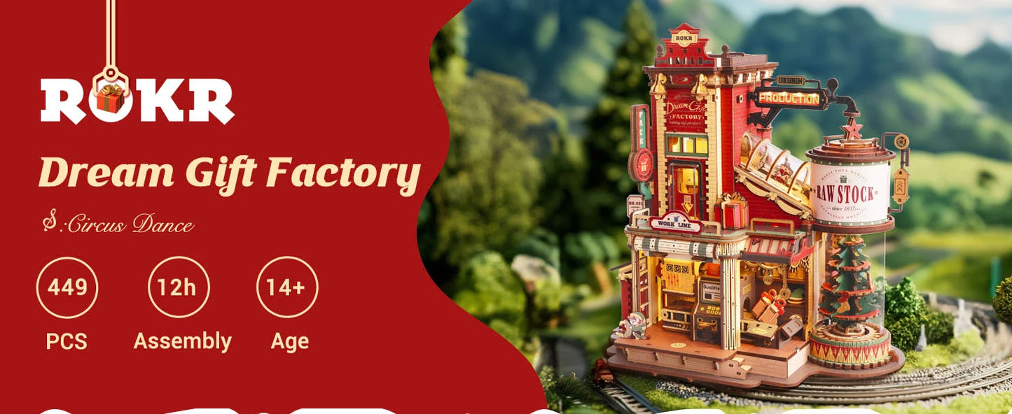 Robotime Rokr Wooden Music Box Dream Gift Factory 3D Kit