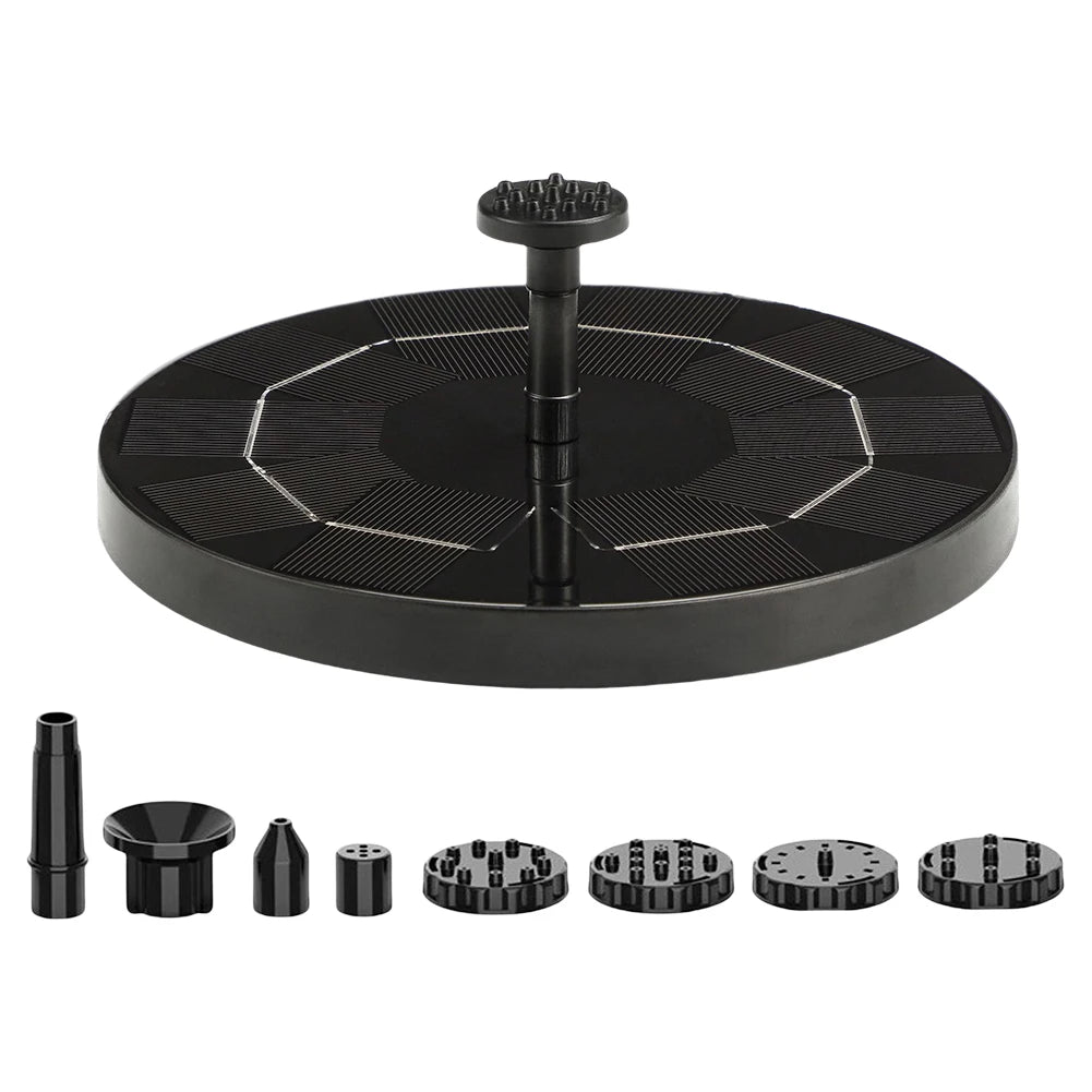 Solar Powered Floating Fountain Pump For Garden Pond Bird Bath Outdoor With 8 Nozzles Free Standing
