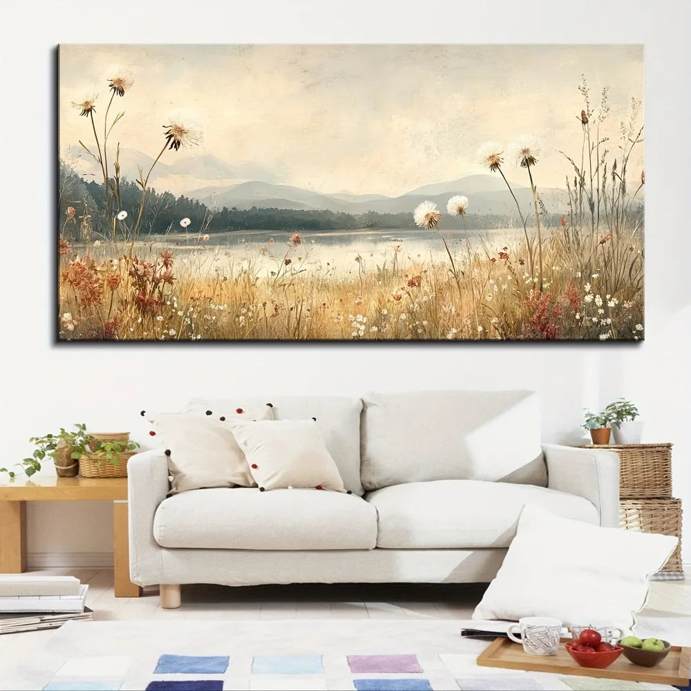 Fall Watercolor Landscape Canvas In 1.5 Inch Pine Wood Frame Farmhouse Wall Art