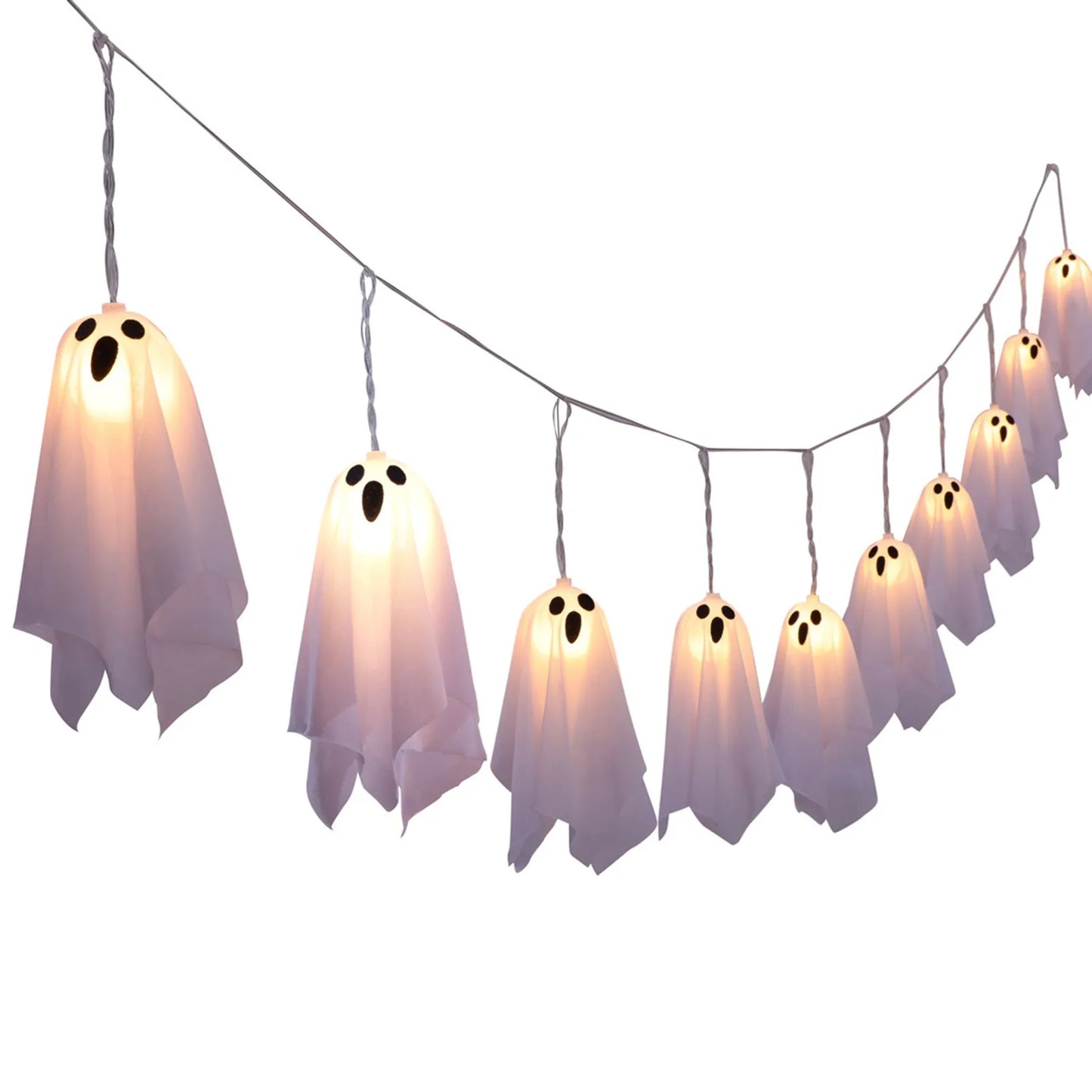 Halloween Decorations Hanging Ghosts 10pcs Spooky Ghosts String Lights for Front Yard Patio Garden Party Porch Decor