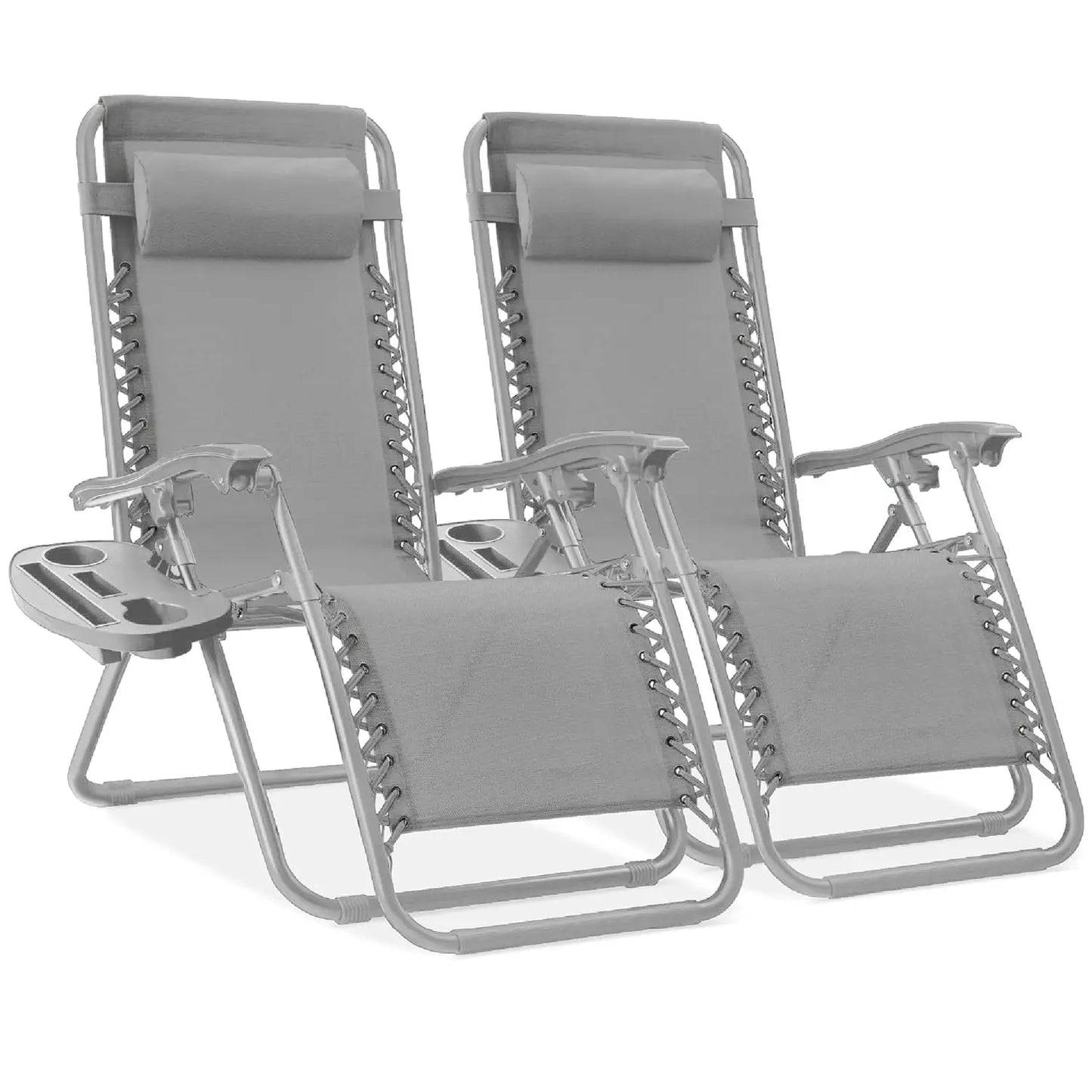 Set Of 2 Adjustable Zero Gravity Lounge Chairs Sage Green