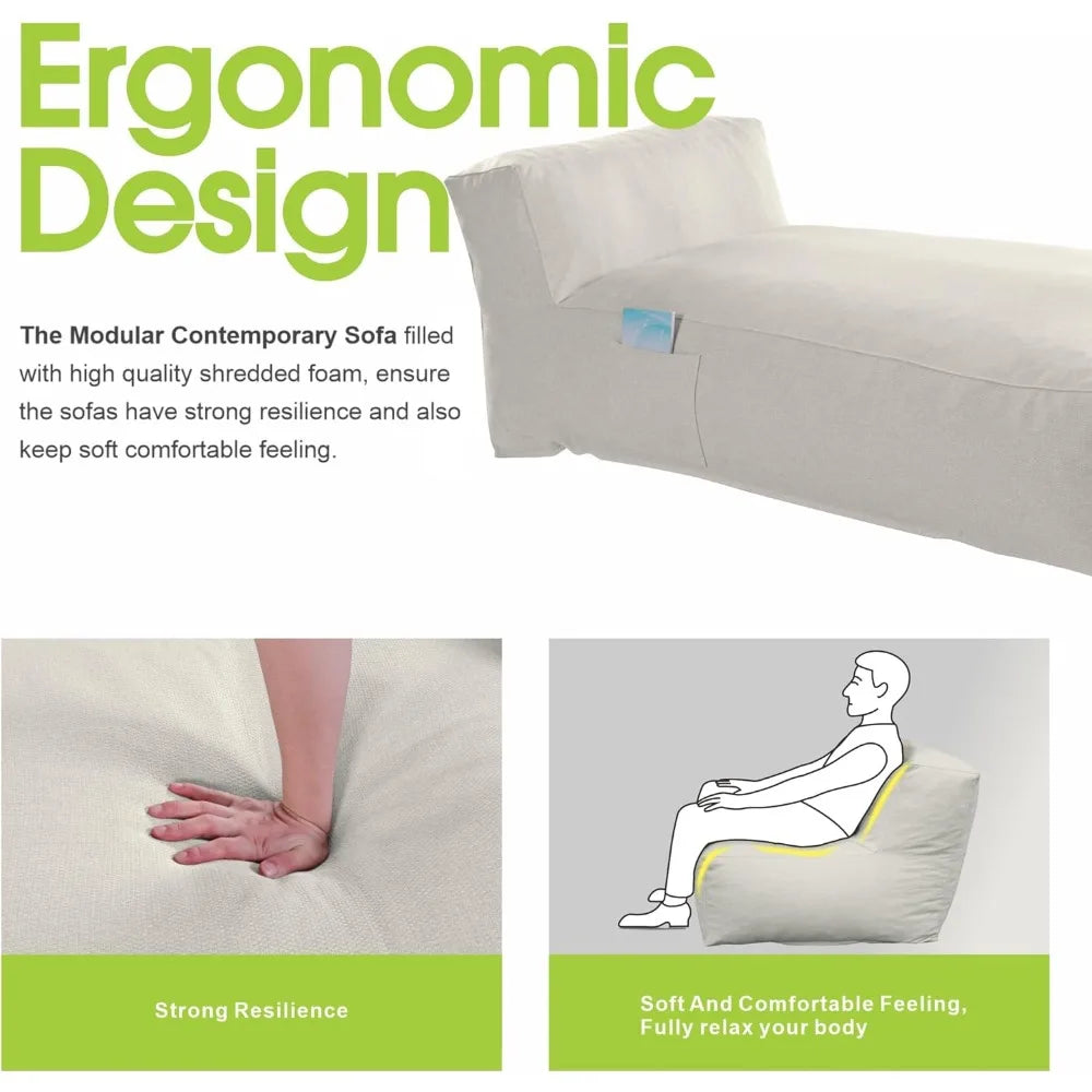 Outdoor Foam Filled Bean Bed Chair Sun Lounger for Patio and Pool