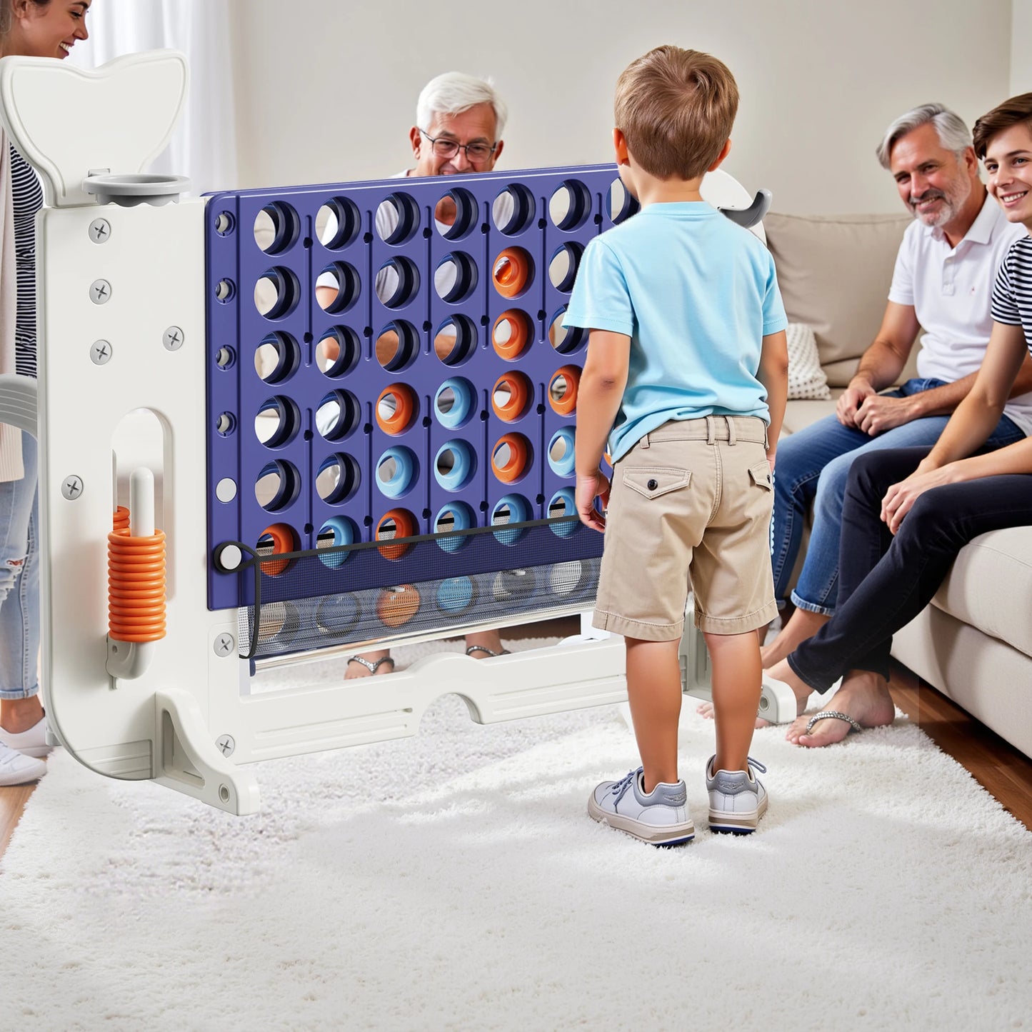 Kids Giant 4 To Score Mesh Bag Connect Four Ring Toss Golf And Basketball Hoop