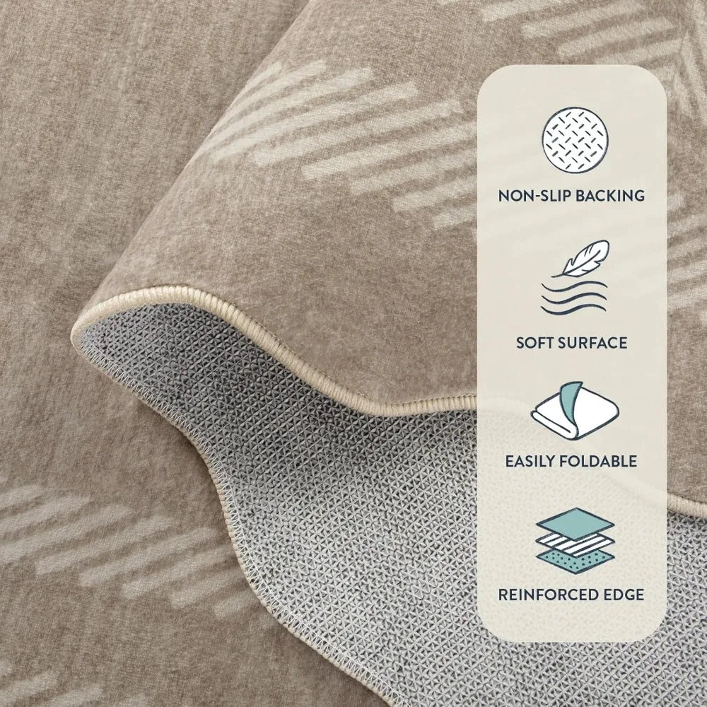 Scalloped Washable Area Rugs 8x10 Soft Non Slip Stain Resistant Modern Large Ultra Thin Rugs for Living Room and Bedroom