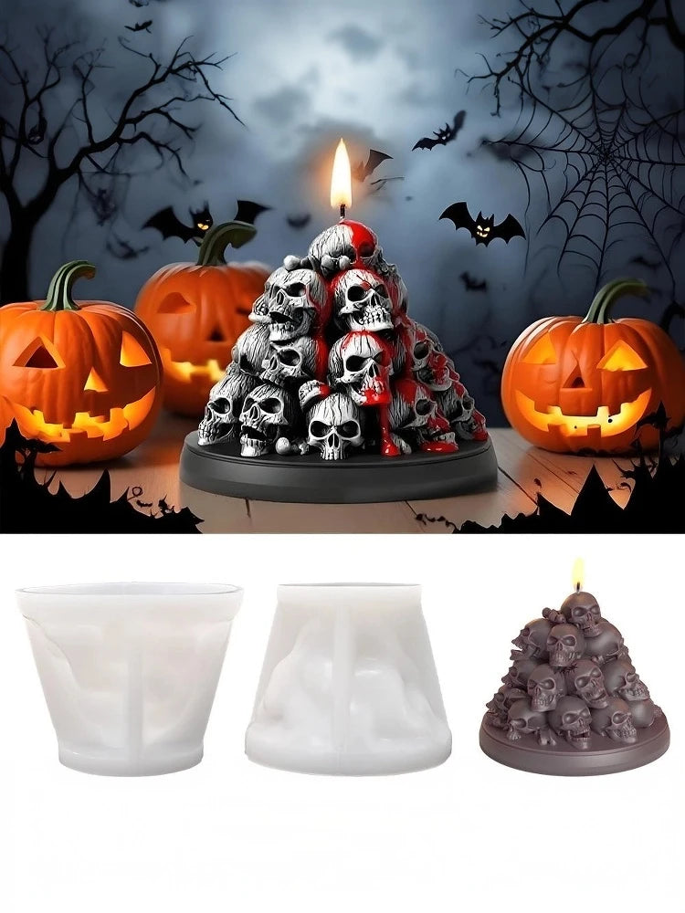 Halloween Skull Candle Mold Silicone 3D For DIY Epoxy Resin