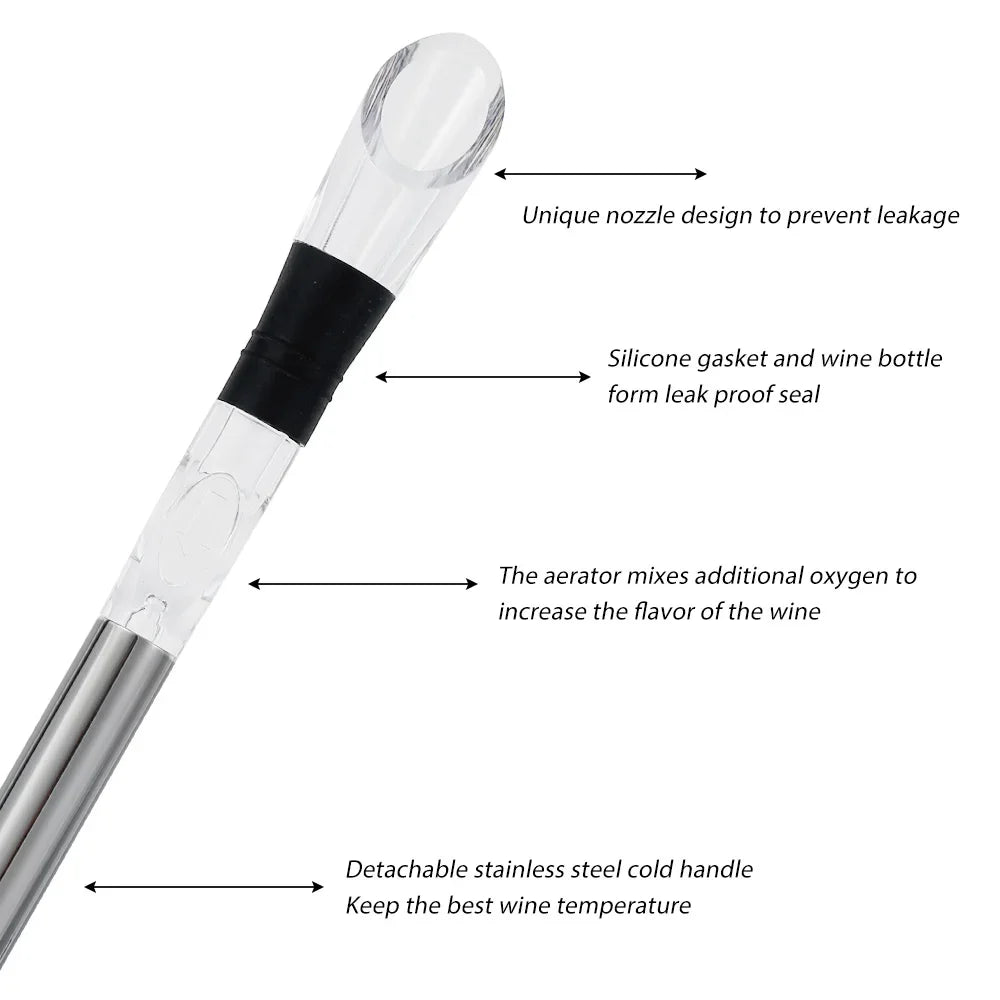 Stainless Steel Wine Bottle Cooling Rod Aerator Pourer