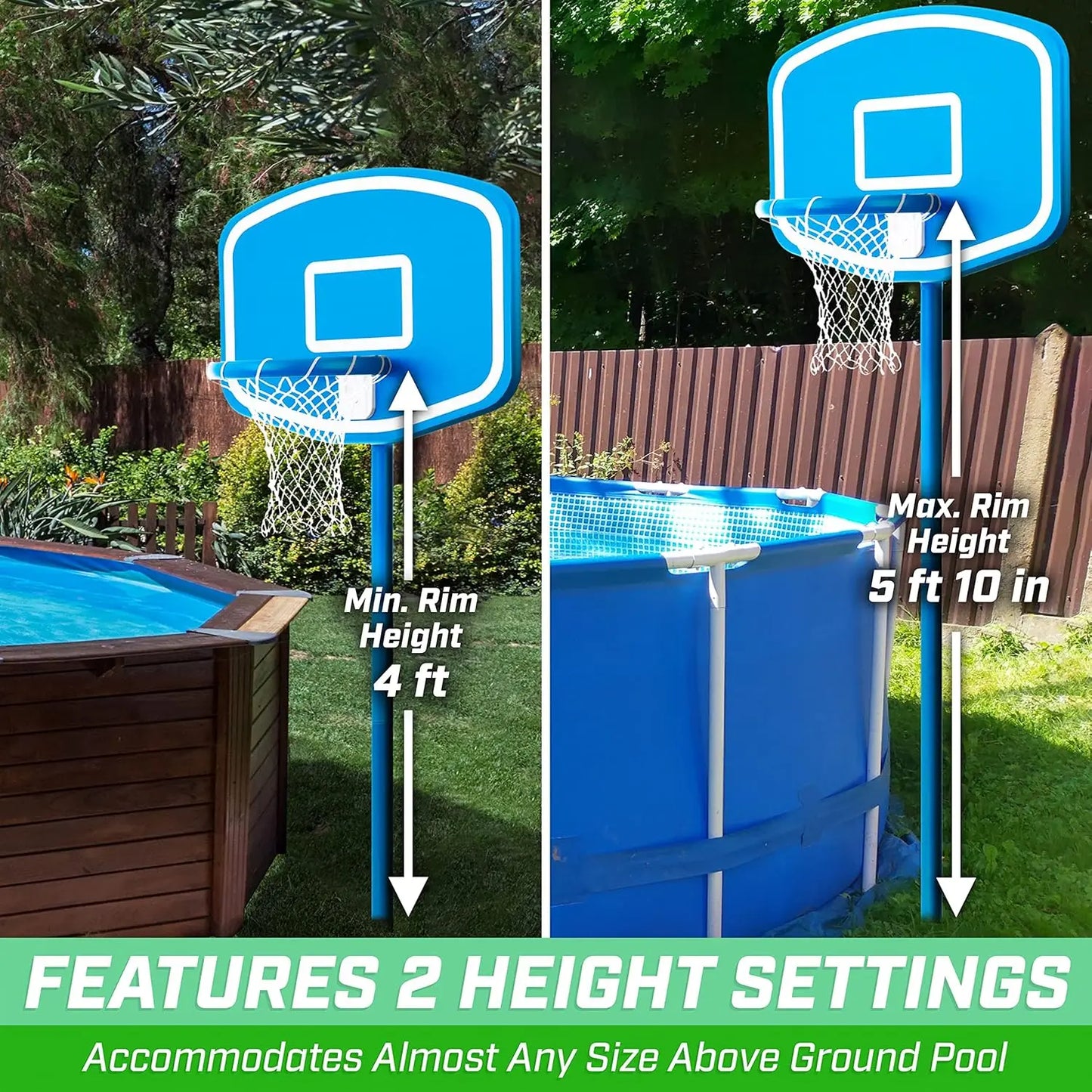 Above Ground Pool Basketball Hoop Game With 2 Balls And Pump