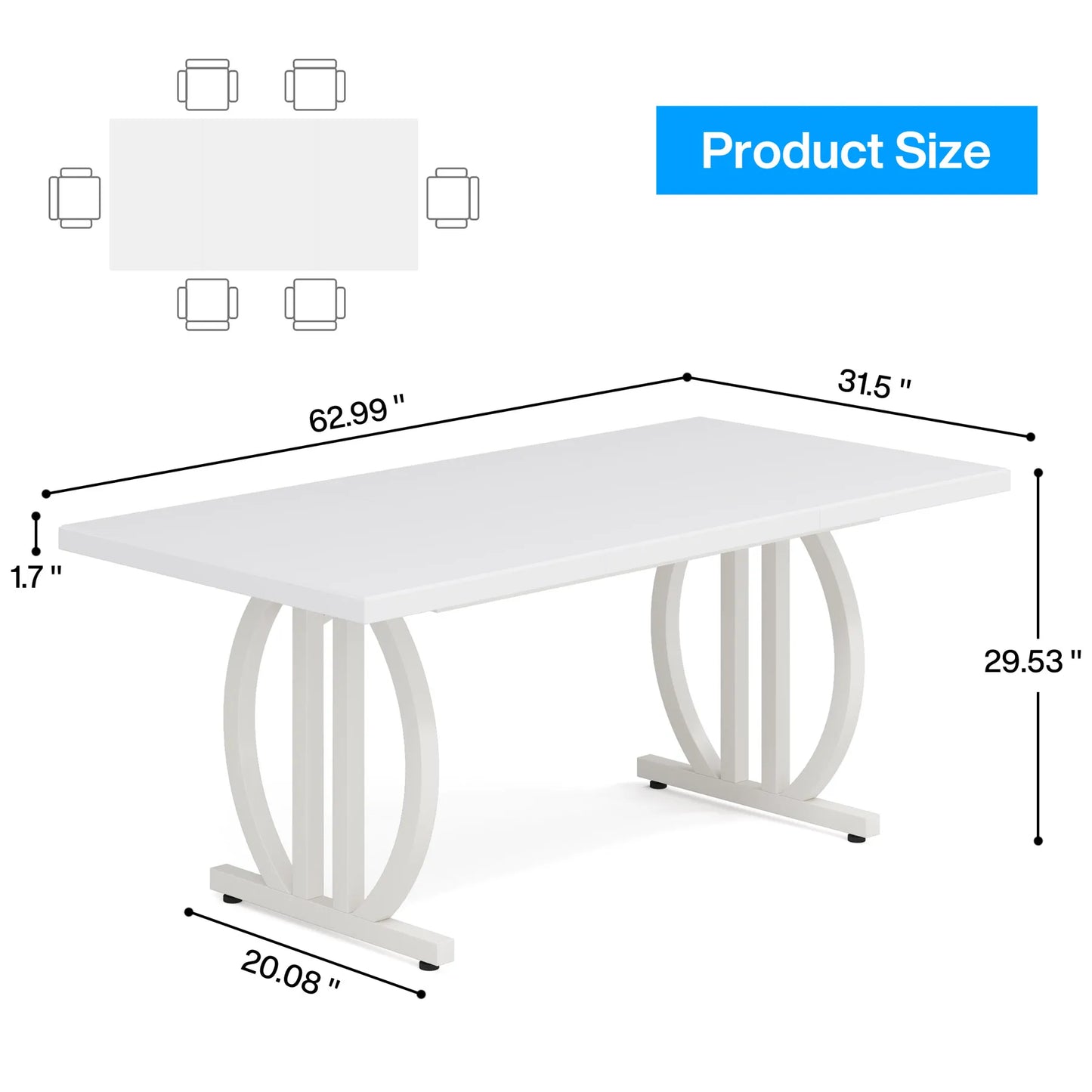 Tribesigns 63 Inch Dining Table for 4-6 with Metal Frame
