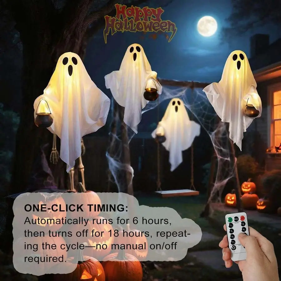 2 Pack Halloween Light Up Ghost Decorations Battery Operated Remote Control