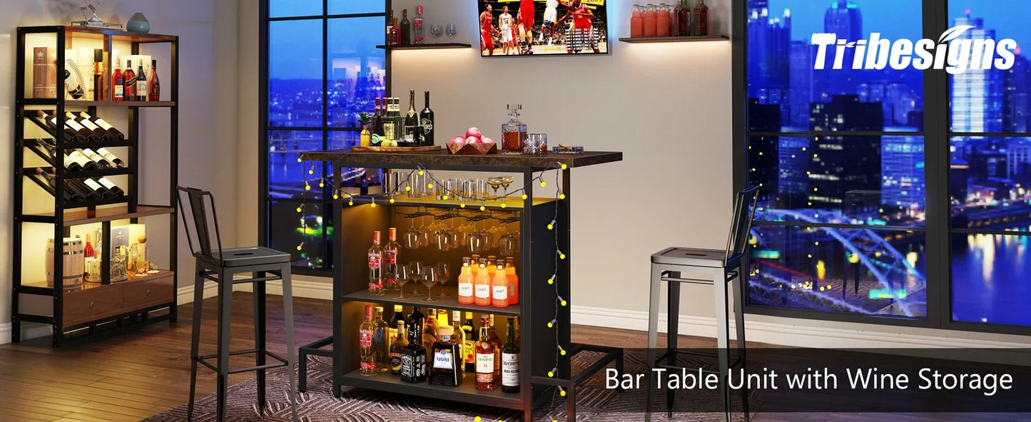 Tribesigns Home Bar Cabinet With Footrest And Stemware Rack