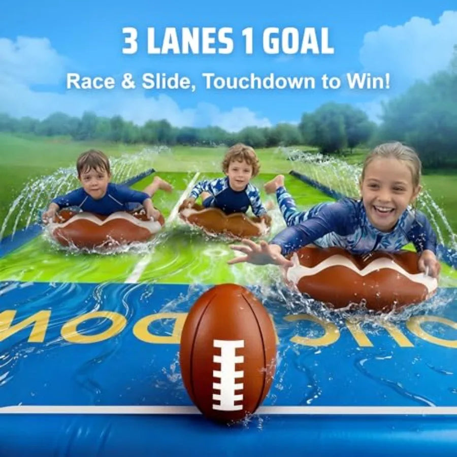 20 Ft Outdoor Water Slide With 3 Bodyboards And Inflatable Football Backyard Fun