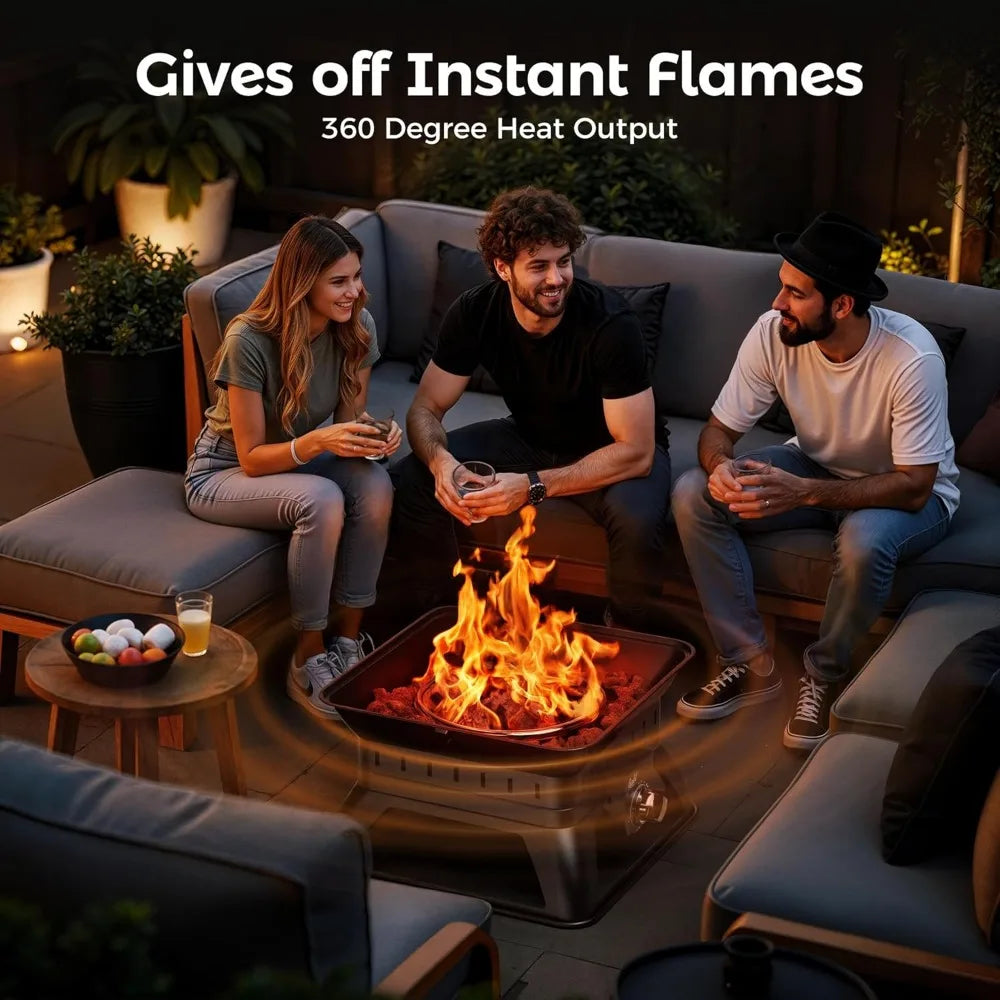 50000 BTU Propane Fire Pit Square Smokeless Patio RV