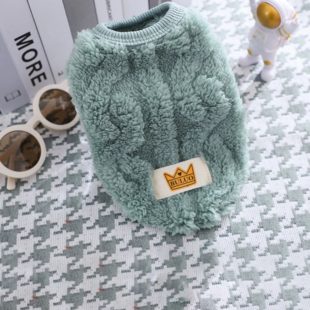 Solid Cute Wavy Double Sided Puppy Kitten Warm Coat Sweater for Small Dogs Cats