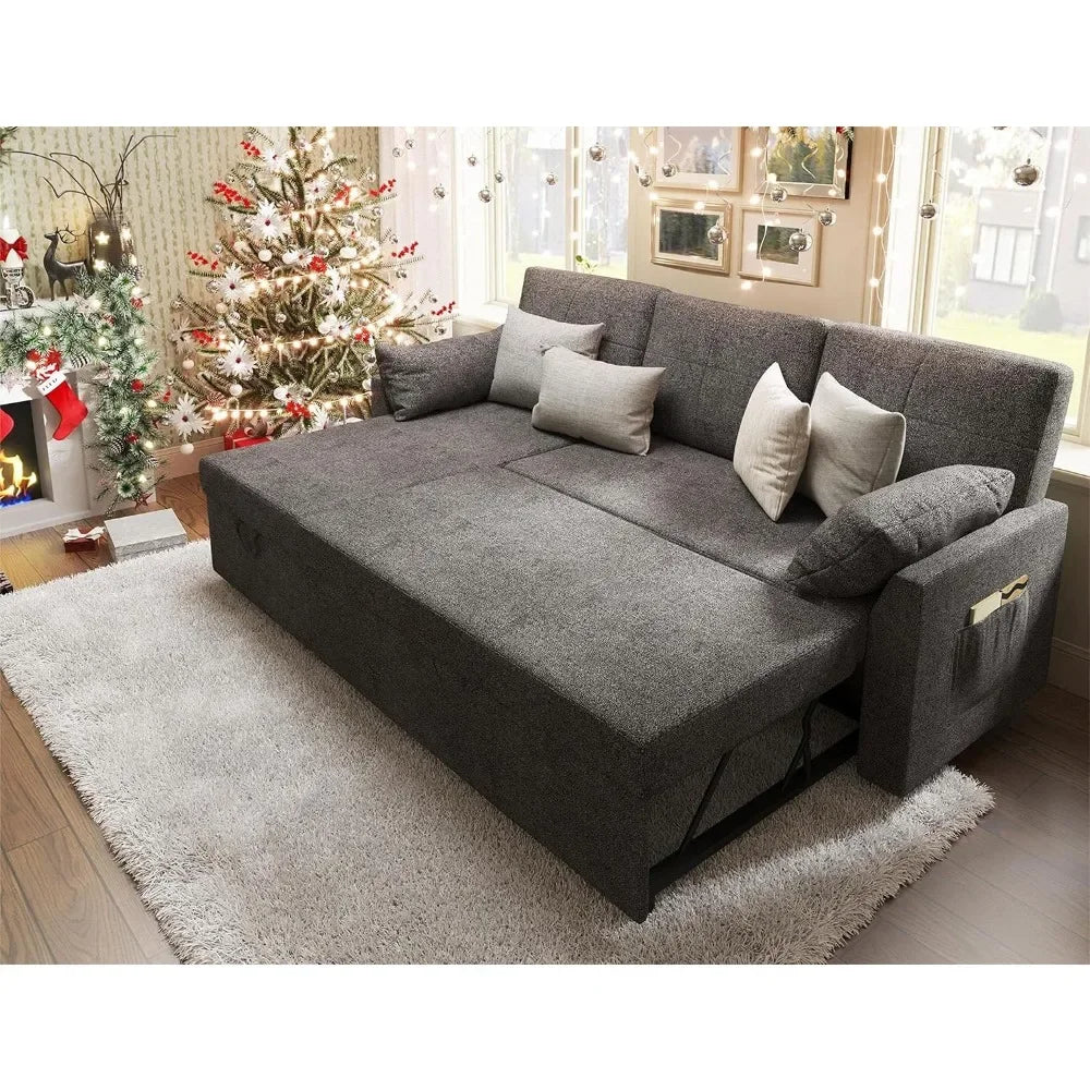 2 In 1 Sleeper Sofa With Pull Out Bed And Storage Chaise