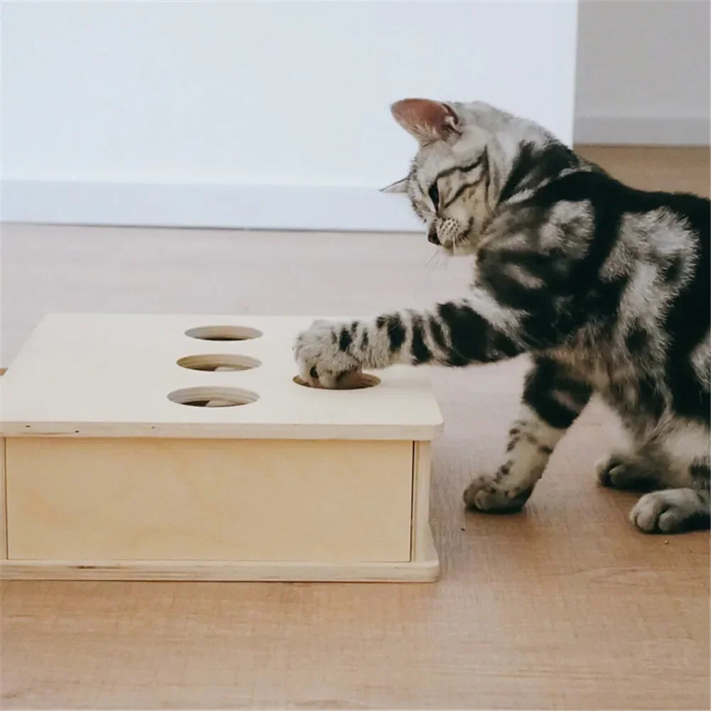Cat Hunt Toy Chase Mouse Wood Maze For Cats Catnip Fun