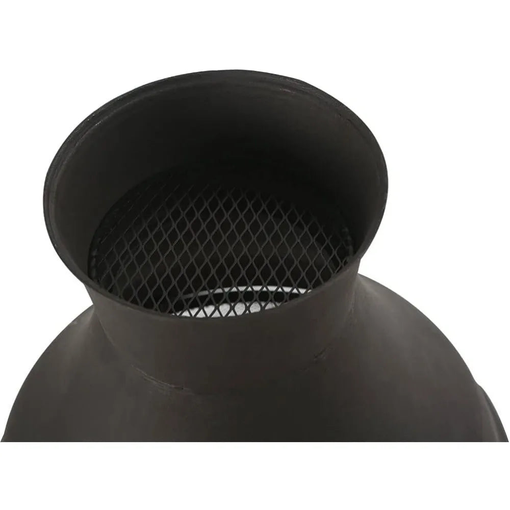 Wood Burning Chiminea Fire Pit Outdoor Fireplace Brown Black