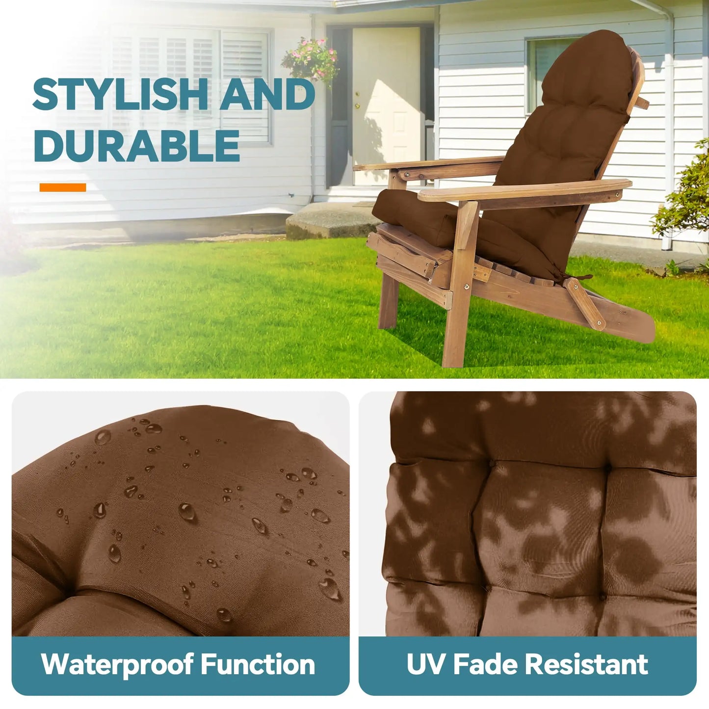 Adirondack Chair Cushion 49x20x4.8 Inch Patio Chair Cushion with Ties Indoor Rocking Chair Cushion