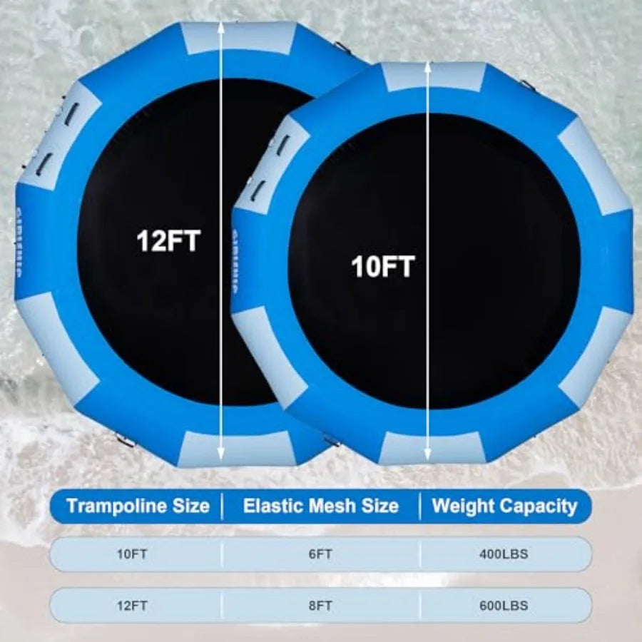 12Ft Inflatable Water Trampoline Lake and Pools Adults Portable Swim Equipment