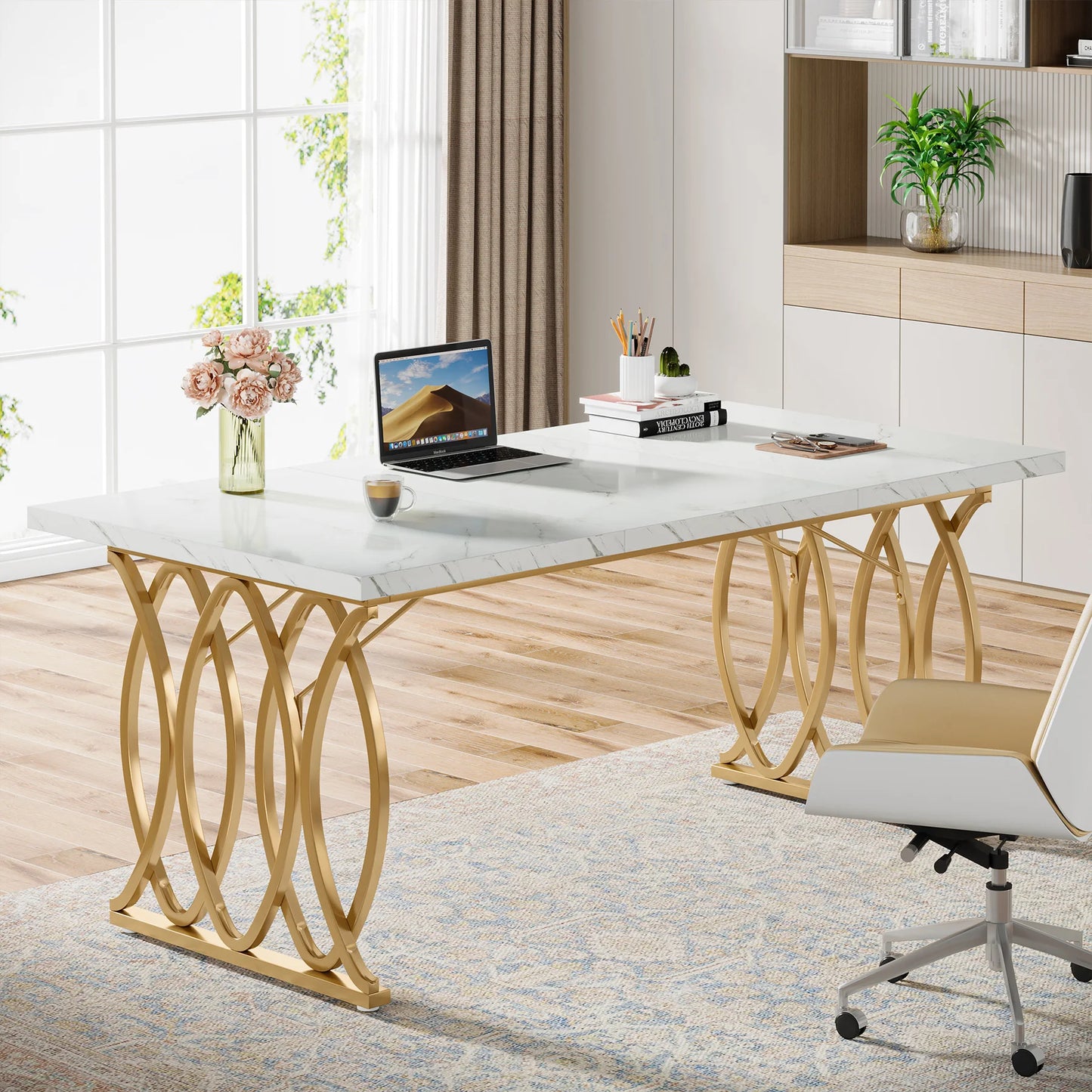 Tribesigns Office Desk 70.9 Inch Wooden Computer Desk