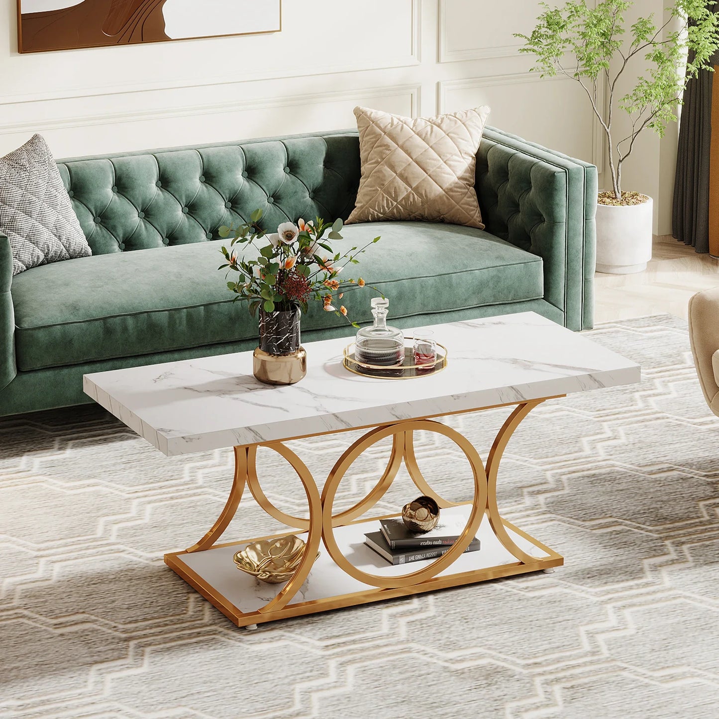 Tribesigns Rectangle Coffee Table 47.24 Inch Modern