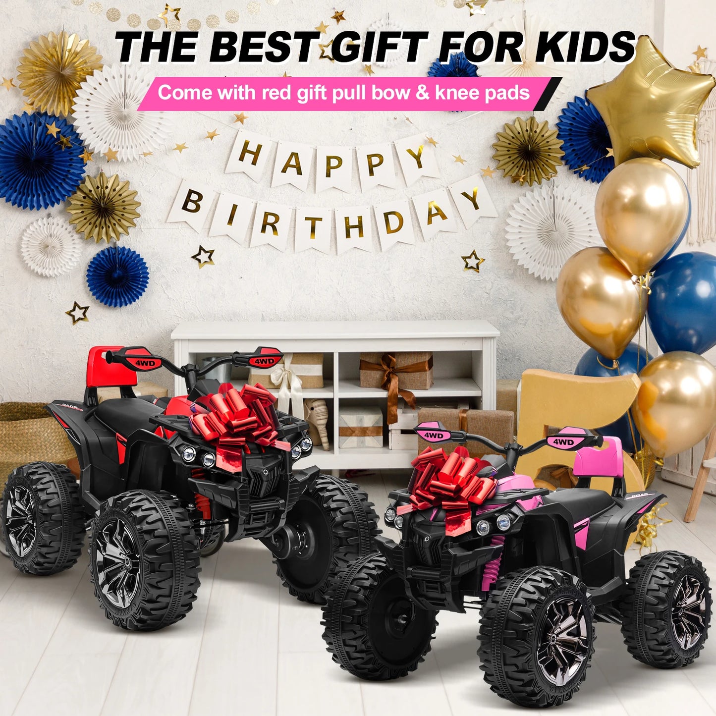4x4 24V Kids Ride On ATV with Remote 2 Seater Powerful 4 Wheeler Quad Electric Car 800W Motor Ride On Toys with High Low Speed