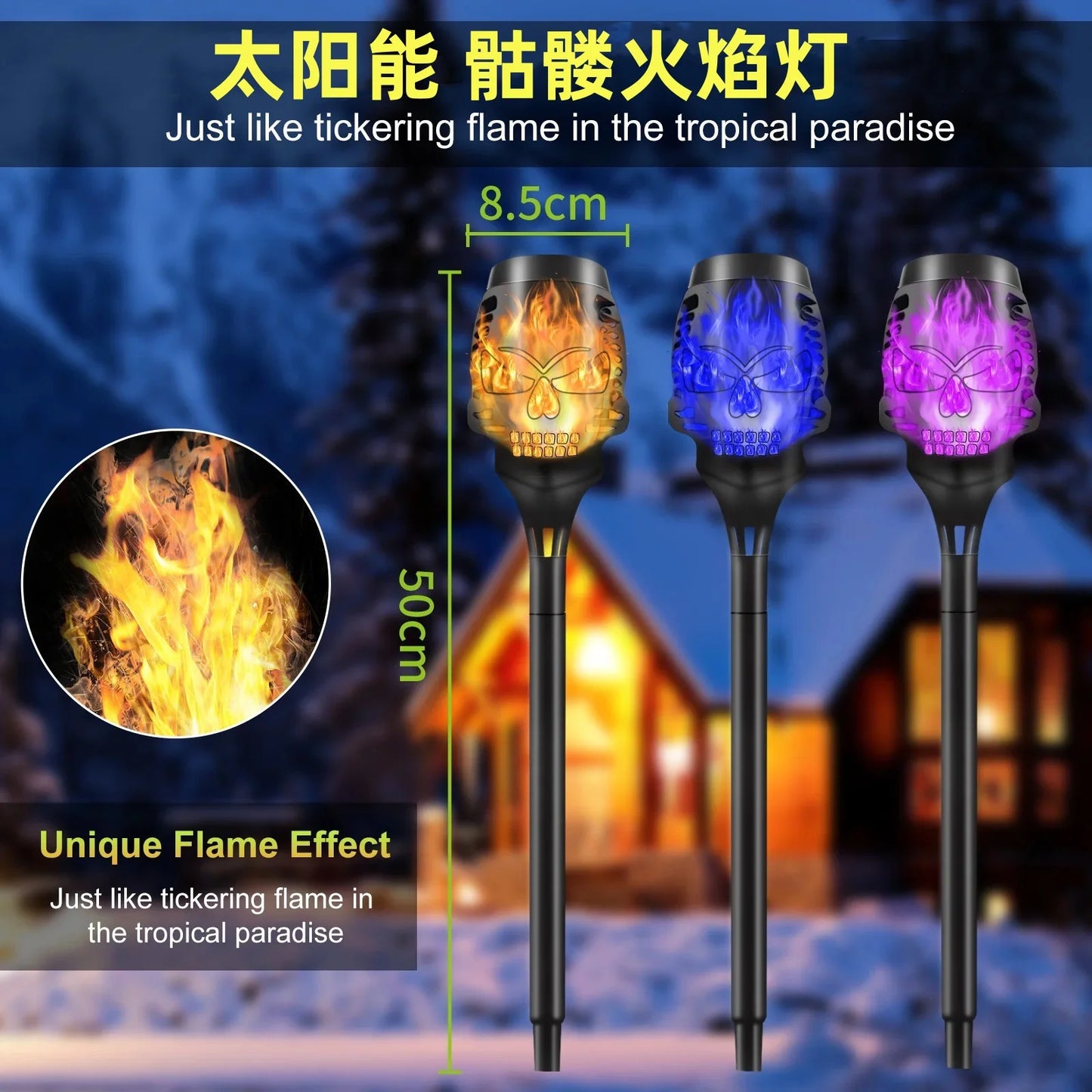 4 Pack Skull Shaped Solar Powered Night Lights For Garden