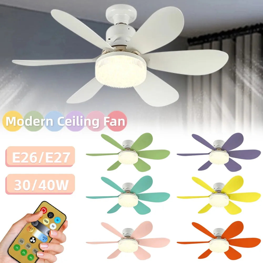 Socket Fan Lamp E26 E27 Base Wireless Remote Control LED Bulb Ceiling Fan Replacement for Bedroom Living Room Kitchen Balcony