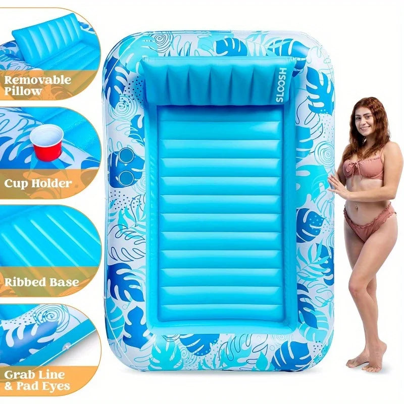 Joyfy 70 By 46 Inch Adult Inflatable Pool Lounger Float 4 In 1 Suntan Tub Raft