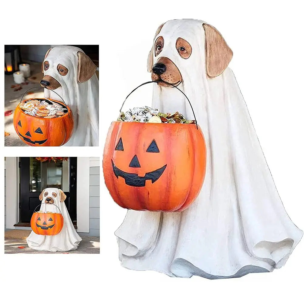 Halloween Dog Cat Ornaments Candy Bowl Pumpkin Snack Bowl Stand Trick Or Treat Indoor Outdoor Decorations